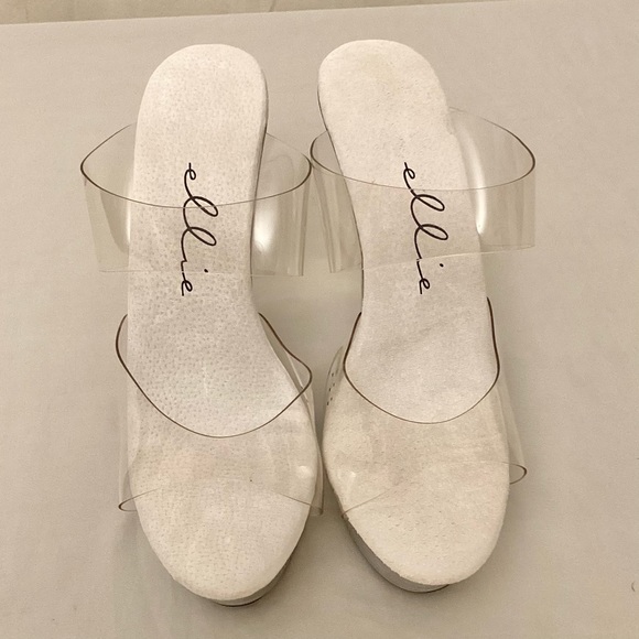 Ellie Stripper Dancer Heels Shoes 6” Double Strap Transparent Clear Women’s Sz 8 - Picture 4 of 11
